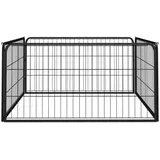 vidaXL 4-tlg. Hundelaufstall Schwarz 100x50cm Stahl Pulverbeschichtung