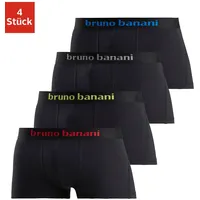 bruno banani Hipster (Packung, 4 St.), knapp sitzende Boxershorts mit Logo Webbund aus Baumwollmischung Gr. L, schwarz, , 41348552-L