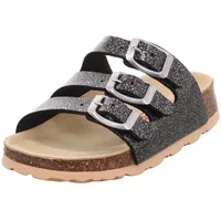 superfit Mädchen FUSSBETTPANTOFFEL Hausschuhe, SCHWARZ/SILBER 0100
