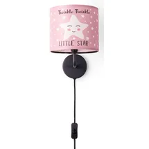 Paco Home Wandlampe Kinderzimmer Stofflampenschirm Rund Wandleuchte Mond Sterne E14 Mit Stecker Und Kabel