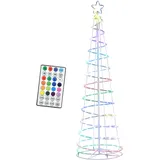 Outsunny Spiralbaum LED 135 LED-Lichter und 32 Modi RGB-Licht, ist spritzwassergeschützt. Weiß Ø55 x 183H cm (ØxH)