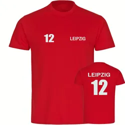 multifanshop Kinder T-Shirt - Leipzig - Trikot Nummer 12 - Druck weiß - Kind