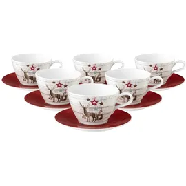 SELTMANN WEIDEN Milchkaffeetasse 0,37 l Weiß-Braun 6 St.