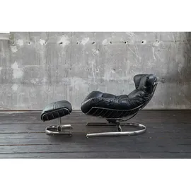 KAWOLA Relaxsessel ROWE Sessel Leder schwarz (B/H/T) 87x80x110cm inklusive Hocker