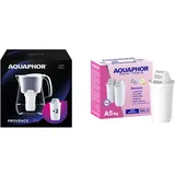 AQUAPHOR Wasserfilter Provence weiß inkl. 2 A5 Filterkartuschen & A5 Mg Pack 2 Wasserfilterkartuschen für Tischwasserfilter Provence, Prestige, Atlant, Smile, Arctic, 350 l