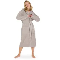 Blumtal Bademantel Damen, mit gefütterter Kapuze, Baumwolle, und samtigen Frottee-Velours, Oeko-TEX® Zertifiziert grau M