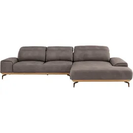Musterring Wohnlandschaft MUSTERRING "MR 2490 Ecksofa mit erstklassigem Sitzkomfort, Long-Life-Leder", grau (light grau, b), B:342cm T:207cm, Sofas, Wohnlandschaft, Bronze-Fuß, Sitzhöhe 48cm, wahlweise mit Funktionen, Maße 342 x 207 cm