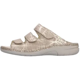 WALDLÄUFER Pantolette WALDLÄUFER "Gunna", Damen, Gr. 5,5 (38,5), beige, Nubukleder, metallic, Schuhe Pantolette, Keilabsatz, Sommerschuh, Schlappen in bequemer Schuhweite G