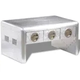 vidaXL Couchtisch Vintage Silber Aluminium mit 3 Schubladen