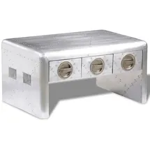 vidaXL Couchtisch Vintage Silber Aluminium mit 3 Schubladen