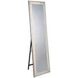 Standspiegel Hermine, Silber, Glas, Glitzer, rechteckig, 40x160x4 cm, Ganzkörperspiegel, Spiegel, Standspiegel