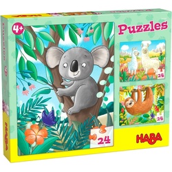 Haba Puzzle Puzzles Koala, Faultier & Co. 3 x 24 Teile, Puzzleteile