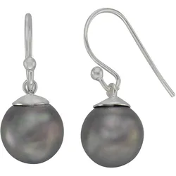 Zeeme Pearls Ohrringe Silber 925 mit 2 grauen Perlen 10mm