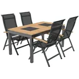 OUTLIV. Alpha Gartenmöbel-Set M (4 Plätze) Tisch 160x88cm Schwarz|Dunkelgrau