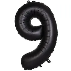 Folienballon "9", schwarz, 86 cm