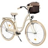 Milord. 26 Zoll 3-Gang Creme Braun Komfort Fahrrad mit Korb Hollandrad Damenfahrrad Citybike Cityrad Retro Vintage