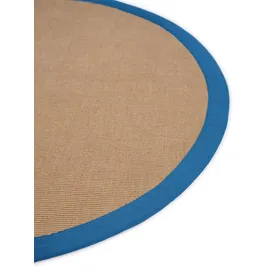 carpetfine Sisalteppich CARPETFINE "Sisal", blau, H:5mm Ø:80cm, Sisal, Teppiche, Sisalteppich, mit farbiger Bordüre, Anti-Rutsch Rückseite