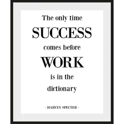 queence Bild »SUCCESS BEFORE WORK«, Schriftzug-Humor-Sprüche & Texte-Schwarz-Weiß-Filmfiguren, (1 St.), HD Premium Poster-Druck inkl. Holzrahmen queence Farbe Rahmen: schwarz + Farbe Bild(er): weiß