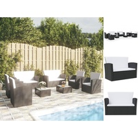 vidaXL Polyrattan Lounge-Set 8-tlg. schwarz inkl. Auflagen 3095941