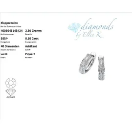 Diamonds by Ellen K. Creolen Gold 585 weiß 0,10ct. 40x Brillant