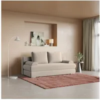 Masseno Sofa ASPERO mit Schlaffunktion, Schlafsofa, Couch mit Bettkasten beige