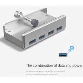 Allnet ALL-USB3-HUB-4-CLIP USB 3.2 Gen 1 (3.1 Gen 1) Type-A 5000 Mbit/s Silber