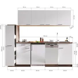 Respekta Küchenzeile Oliver 225 cm Grau