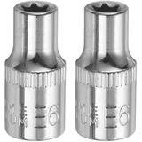 QUARKZMAN 1/4" x E6 Torx Bit Set, 2 Stück Torx Nuss Set Schrauber Sechskant Steckschlüsseleinsätze, Antrieb Tiefnuss Stern-Stecknuss für Auto Reparaturen Hauswartung DIY Handarbeit