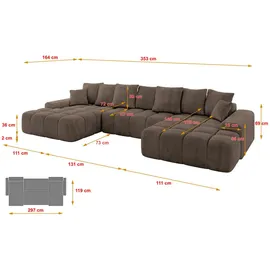 altdecor Eckcouch Samt 6-Sitzer Braun