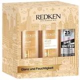 Redken All Soft Argan Oil 300 ml + Conditioner 300 ml + One United Haarbehandlung 150 ml Geschenkset