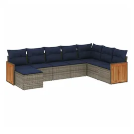 vidaXL Gartensofa-Set mit Kissen, grau, Polyrattan