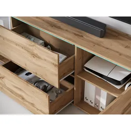 INOSIGN Lowboard INOSIGN, braun (votan eichefarben), B:180cm H:61,8cm T:34,5cm, Sideboards, Lowboard, Lowboard Vera, 2 Türen/2 Schubladen, TV-Schrank mit viel Stauraum