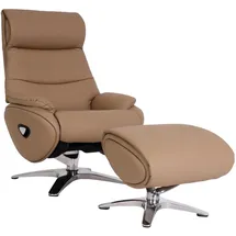 MCW Relaxsessel MCW-K98 Kunstleder 80 x 80 x 100 cm Beige mit Hocker