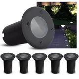 SSC-LUXon Bodenstrahler 6er Set Edelstahl schwenkbar IP67 inkl. GU10 schwarz