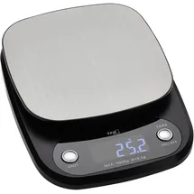 TFA Dostmann Digitale Küchenwaage Apple Pie,50.2005.10,0,1 g Auflösung,mit Tara-Zuwiegefunktion,verlängerte Abschaltfunktion, für Lebensmittel bis 5kg,modern,beleuchtete Anzeige,Silber