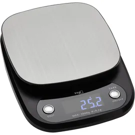 TFA Dostmann Digitale Küchenwaage Apple Pie,50.2005.10,0,1 g Auflösung,mit Tara-Zuwiegefunktion,verlängerte Abschaltfunktion, für Lebensmittel bis 5kg,modern,beleuchtete Anzeige,Silber