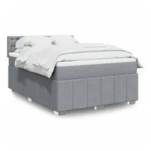 vidaXL Boxspringbett mit Matratze Hellgrau 140x200 cm Stoff