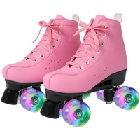 Rollschuhe für Kinder und Erwachsene, Klassische Rollschuhe für Frauen und Mädchen mit 8 Glänzend Rädern, ABEC-7 Kugellager komfortable PU Leder Roller-Skates, für innen und aussen