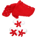 OSALADI 2sätze Meerjungfrau Fotografie Requisiten Kostüm Neugeborenen Strick Und Häkelanzug Für Kreative Fotoshootings Rot