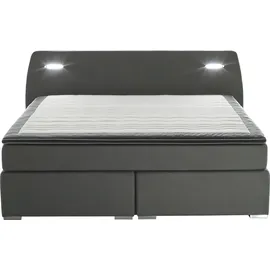 Atlantic Home Collection Boxspringbett REX, LED Beleuchtung und Topper (Härtegrad H2), dunkelgrau