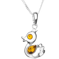 Kette mit Anhänger OSTSEE-SCHMUCK "Ostsee-Schmuck Kette mit Anhänger Entchen" Gr. 45, silber (silberfarben), Halsketten, Damen, 45cm, Silber 925 (Sterlingsilber), L: 40cm