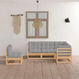 vidaXL Garten-Lounge-Set 5-tlg. grau Kiefer