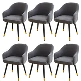 Generisch Stuhlhussen mit gebogener Rückenlehne, Stuhlhussen für Esszimmerstühle, Stuhlhussen für Schreibtischstühle, Schonbezug mit Armlehnen-Dark Gray||6PCS