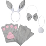 dressforfun 302046 - Kostüm Set Hase für Erwachsene, Haarreif mit Ohren, Handschuhe, Fliege und Schwanz