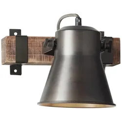 BRILLIANT Lampe, Decca Wandspot schwarz stahl, 1x A60, E27, 10W, Holz aus nachhaltiger Waldwirtschaft (FSC)