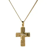 HOPLO Kreuzanhänger Gold Anhänger Kreuz Zirkonia mit Goldkette 333-8 Karat Gold 60 cm, Made in Germany 60 cm Unisex