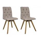 OTTO home Esszimmerstuhl Rania (Set, 2 St), Massivholzgestell, mit Knopfheftung braun
