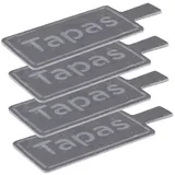 Marrakesch Orient & Mediterran Interior Servierplatte 4er Set Schieferplatte Tapas Snack Platte Brett zum Servieren Eckig, (4-tlg), Naturmaterial grau 23 cm