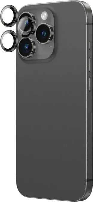 AmazingThing AR Aluminium 3-Linsen-Glas mit Kameralinsenrahmen für iPhone 16 Pro / 16 Pro Max - Schwarz