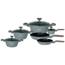 Cheffinger Kochgeschirr Set 10 tlg Topfset Induktion Kochtopfset Antihaft Silber